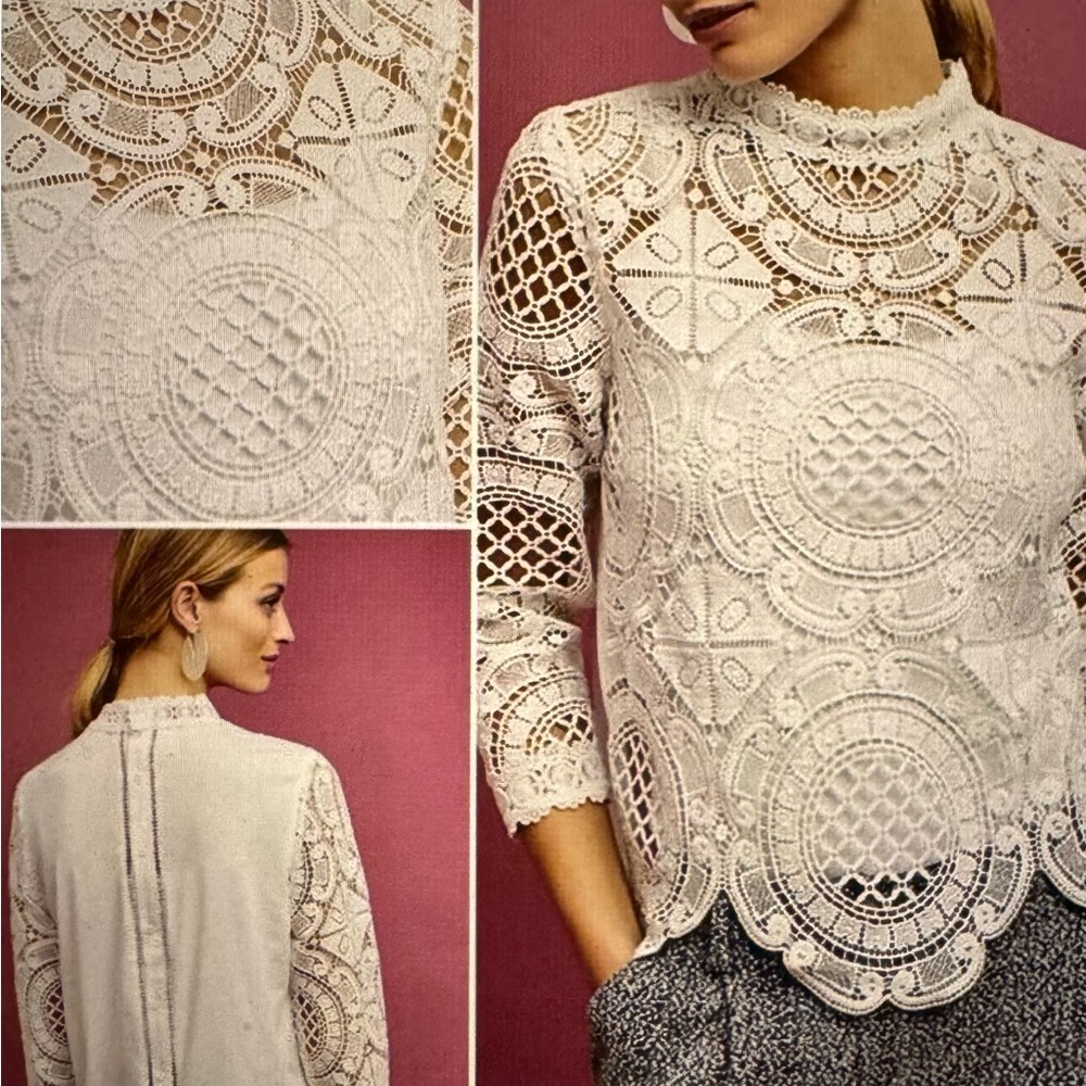 Anthropologie Lace Medallion Blouse, Small